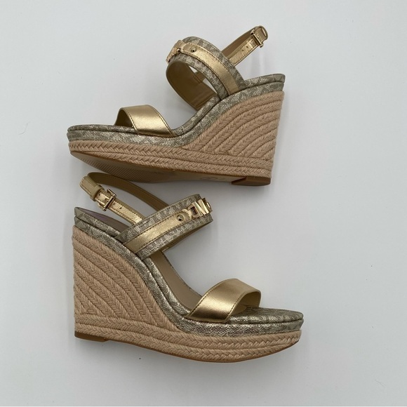 Michael Kors Strappy Leather Espardrille Wedges Summer Sandals Size 8.5 (NWOT) - Picture 4 of 8